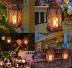 14-inch solar lantern, outdoor garden hanging lantern, waterproof LED flashing flameless candle light, suitable for tabletops, outdoor use, Mother's Day gift, for mom or wife. - Image 2