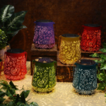 6-piece solar lantern set, outdoor waterproof, women's garden decoration, metal LED pendant light with handle, decorative solar light suitable for tables, patios, porches, courtyards, and paths.