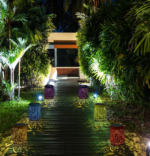 6-piece solar lantern set, outdoor waterproof, women's garden decoration, metal LED pendant light with handle, decorative solar light suitable for tables, patios, porches, courtyards, and paths. - Image 2