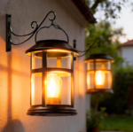 Outdoor waterproof solar lantern, hanging solar light with hooks. | Wall-mounted installation kit, brighter LED light, 1000mAh battery, larger solar panel, automatic switch, suitable for garden, patio, patio, and porch decoration