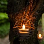 Outdoor waterproof solar hanging lantern, rusty iron ball candlestick, with sparkling solar tea candle, perfectly rechargeable solar light, suitable for backyard, patio, garden, fence, tree decoration - 4 pieces - Image 2