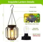 Solar hanging lantern, outdoor waterproof: 4-pack metal solar light, with hook, bright and warm outdoor lantern decoration, classic outdoor lighting, suitable for patio, garden, patio, porch, balcony decoration - Image 2