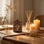 Three-piece black 4-inch tall metal candlestick set - Checkered openwork lanterns, suitable for table settings, weddings, home décor, and indoor/outdoor decorations. - Image 2