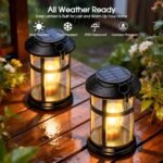 Outdoor waterproof solar lantern, hanging solar light with hooks. | Wall-mounted installation kit, brighter LED light, 1000mAh battery, larger solar panel, automatic switch, suitable for garden, patio, patio, and porch decoration - Image 2