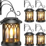 Solar outdoor waterproof lantern 4-pack, upgraded solar outdoor lantern, with wall mount kit, hanging solar light, suitable for outdoor decoration, patio, path, porch, garden