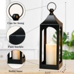 Modern farmhouse style lantern decoration, black metal decorative hanging candlestick, ideal for home decoration, parties and events, 15.1 inches high (no glass panel) - Image 2