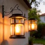 Outdoor waterproof solar lantern, hanging solar light with hooks. | Wall-mounted installation kit, brighter LED light, 1000mAh battery, larger solar panel, automatic switch, suitable for garden, patio, patio, and porch decoration