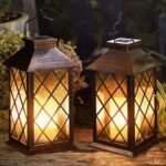 14-inch solar lantern, outdoor garden hanging lantern, waterproof LED flashing flameless candle light, suitable for tabletops, outdoor use, Mother's Day gift, for mom or wife.