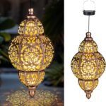 Solar-powered lanterns, outdoor garden decorations, Moroccan metal pendant lights, garden decorations, outdoor hanging lights, Christmas decorations, suitable for gazebos, patios, courtyards, tree decorations, Mother's Day gifts