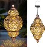 Solar-powered lanterns, outdoor garden decorations, Moroccan metal pendant lights, garden decorations, outdoor hanging lights, Christmas decorations, suitable for gazebos, patios, courtyards, tree decorations, Mother's Day gifts