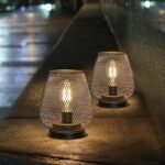 Two-piece metal cage LED Lanterns, battery-powered, wireless decorative lights with LED lights, perfect for weddings, parties, patio events, indoor and outdoor use. - Image 2