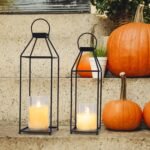 Outdoor Decorative Lanterns, 2-Piece Set, Living Room Decorative Lanterns, Black Metal Lanterns, Front Porch Decorative Lanterns, Indoor Decorative Lanterns, Lanterns with LED Candles, No Glass, Suitable for Indoor and Outdoor (Sizes, 2 pieces) - Image 2