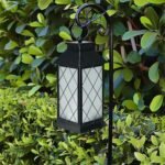 18-inch outdoor waterproof solar lantern, glass solar flashing flame lantern, large hanging solar lantern, metal decoration, suitable for patios, gardens, backyards, outdoor tabletops, Mother's Day gift - Image 2