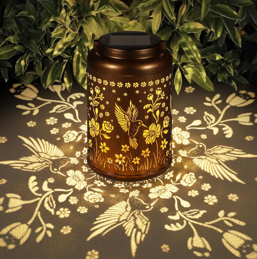 9.1 Outdoor waterproof solar lantern, hummingbird garden decoration, a gift for mom, grandma, hanging solar light, metal solar decoration, suitable for patio, patio, backyard, porch and other outdoor locations - Image 1