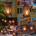 14-inch solar lantern, outdoor garden hanging lantern, waterproof LED flashing flameless candle light, suitable for tabletops, outdoor use, Mother's Day gift, for mom or wife. - Image 2