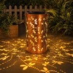 Birthday gift, a gift for mom, grandma, wife, outdoor waterproof solar lantern, metal hanging light, garden decoration, LED decorative lantern, suitable for patio, porch, backyard, dragonfly pattern, 1 piece