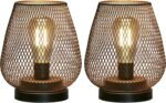 Two-piece metal cage LED Lanterns, battery-powered, wireless decorative lights with LED lights, perfect for weddings, parties, patio events, indoor and outdoor use.